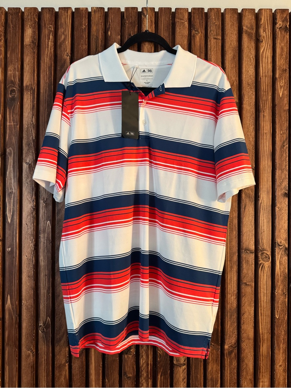 Adidas Men’s Red/Navy/White Striped Polo Shirt NWT